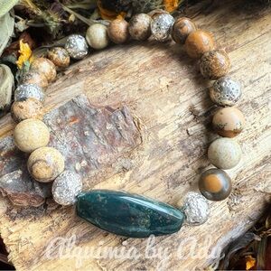 Picture jasper blood agate statement bracelet healing crystals